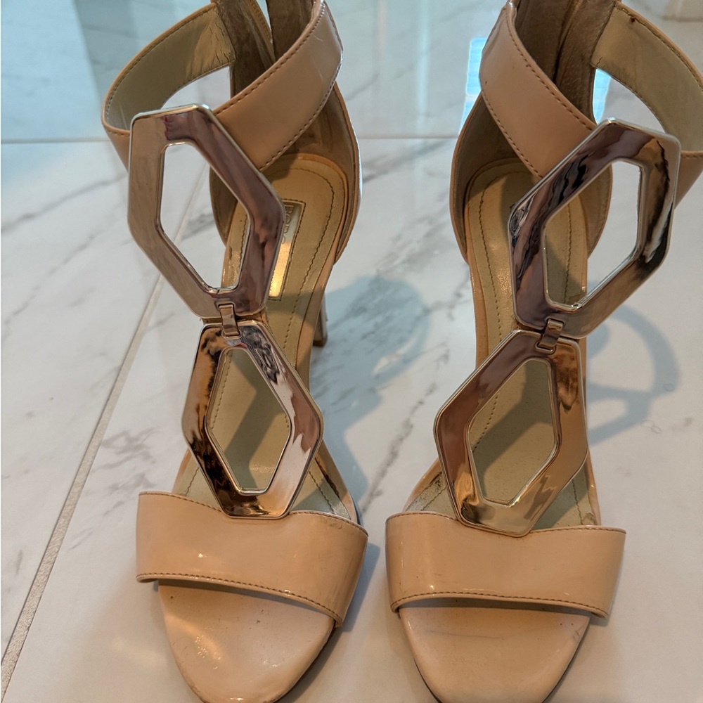 Elegant Beige Strappy Heels